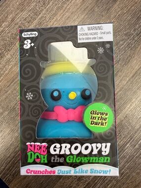 Schylling NeeDoh Groovy the Glowman Blue Figure - Glows in the Dark